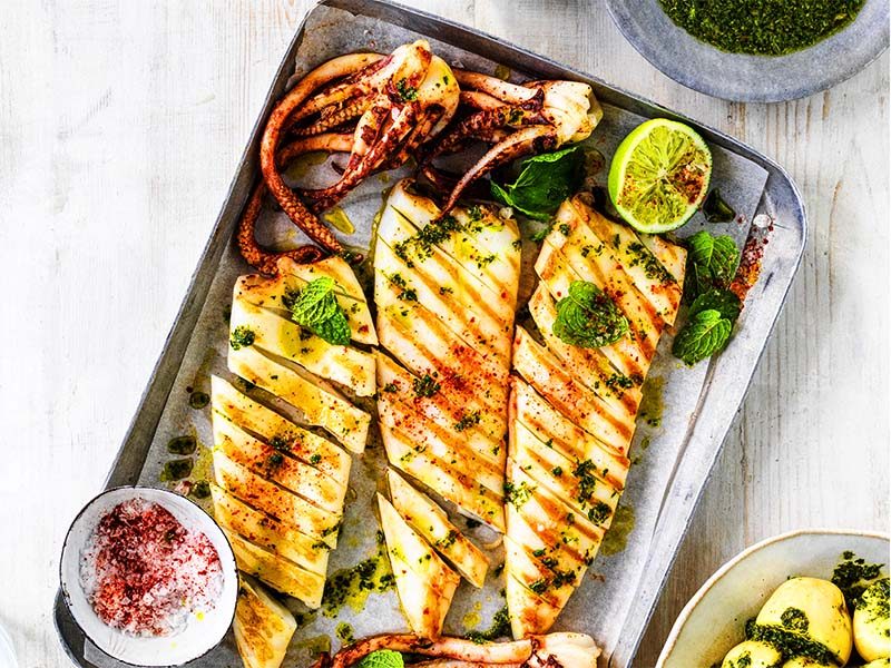 Mực nang nướng mỡ hành