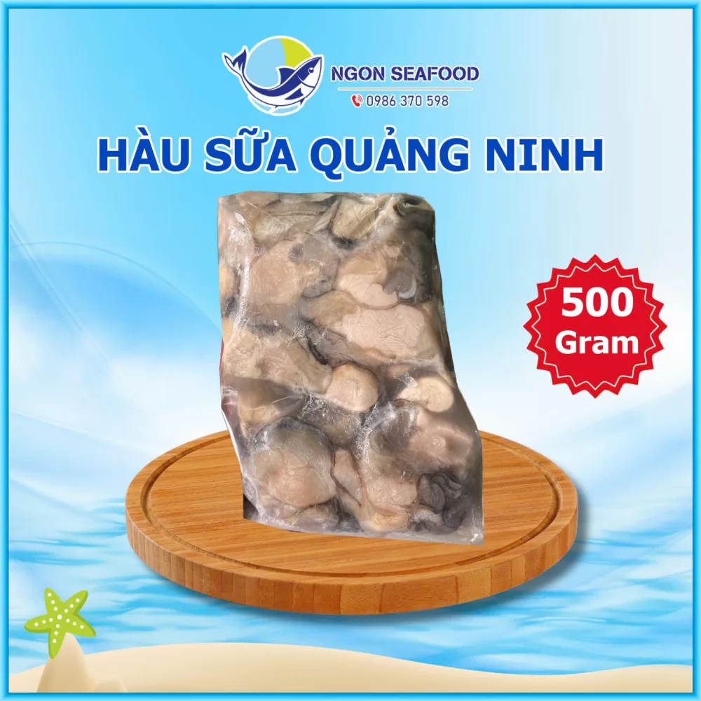 Hàu biển Quảng Ninh - Hút chân không - Bịch 500gr